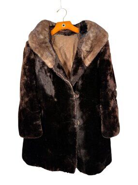 Vintage Brown Dyed Lamb Fur Coat Alysha Seal Mob Wife S